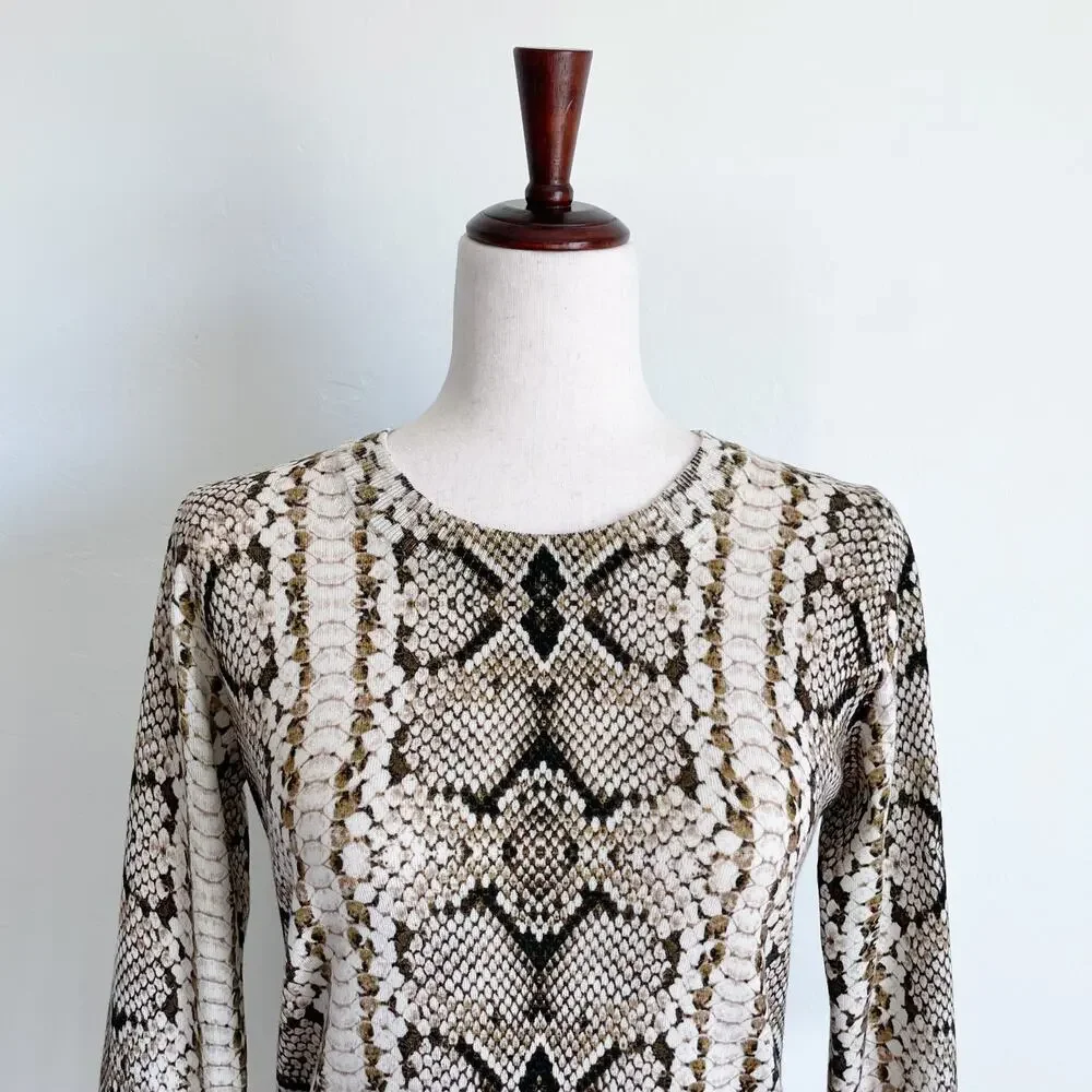 J. Crew Snakeskin Print Merino Wool Crewneck Sweater
